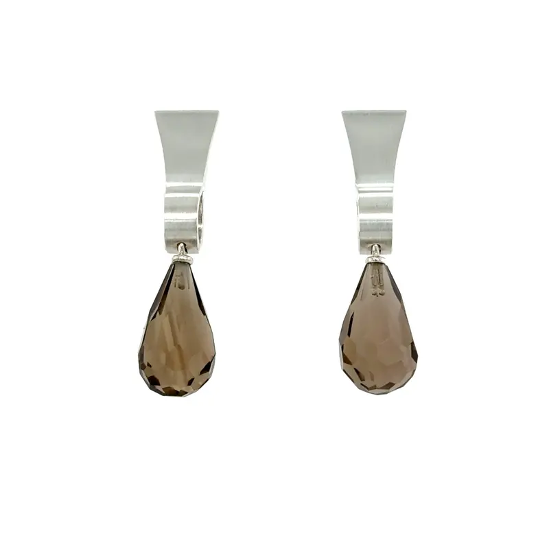 Smoky Quartz Drop Earrings In Sterling Silver 1