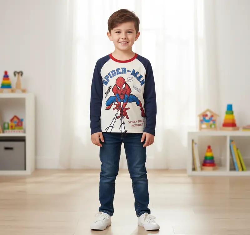 Spider-Man Long Sleeve Graphic Tee For Boys – Toddler & Little Kid Sizes (2/3–5/6) 1