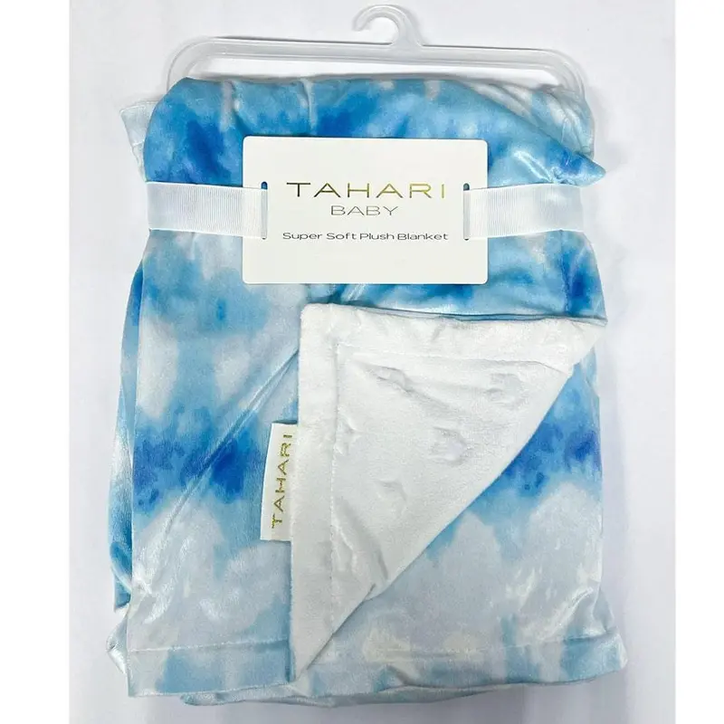 Tahari Baby Blue Tie-Dye Plush Blanket – Super Soft Premium Baby Blanket 1
