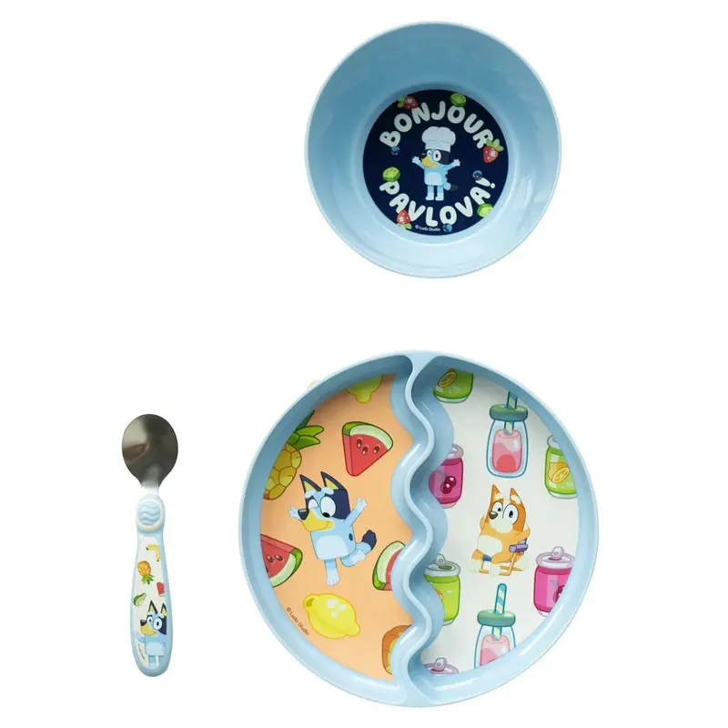 The First Years Bluey Divided Suction Plate Mealtime Set – 3-Piece 1