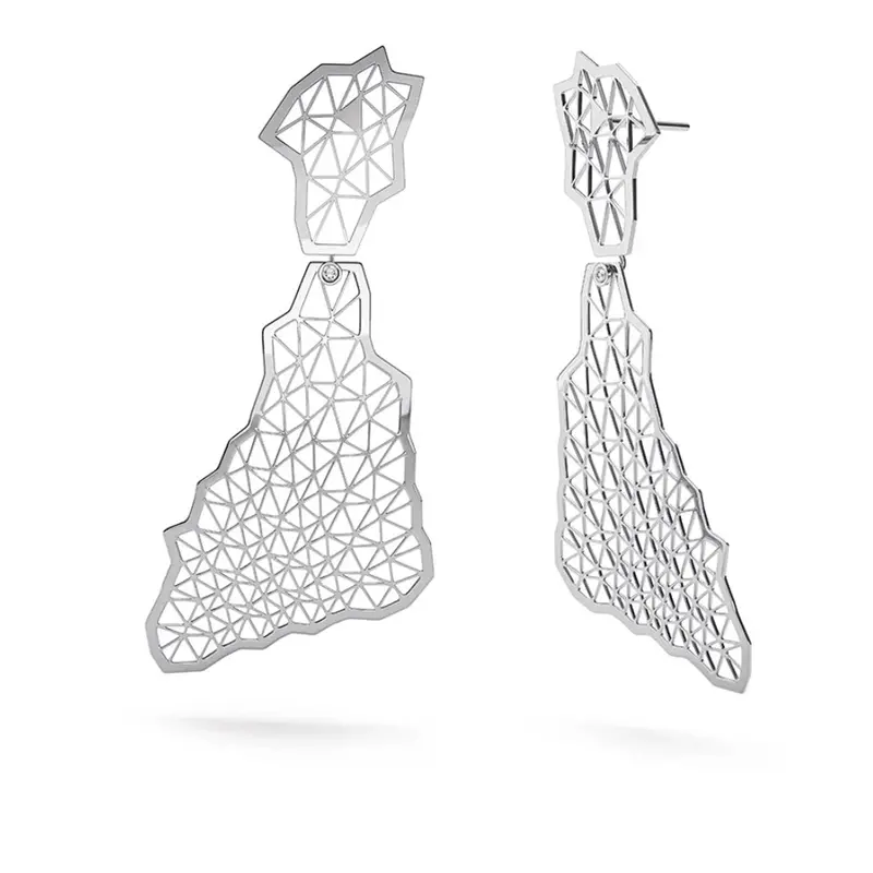 Topia Vision Triangle Platinum Diamond Drop Earrings 1