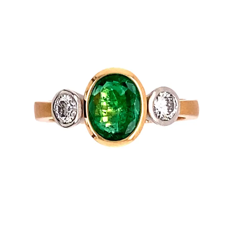 Tres Rose Gold And Platinum Ring With Emerald And Diamond 2