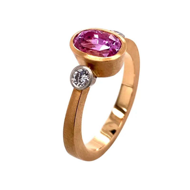 Tres Rose Gold And Platinum Ring With Sapphire And Diamond 1