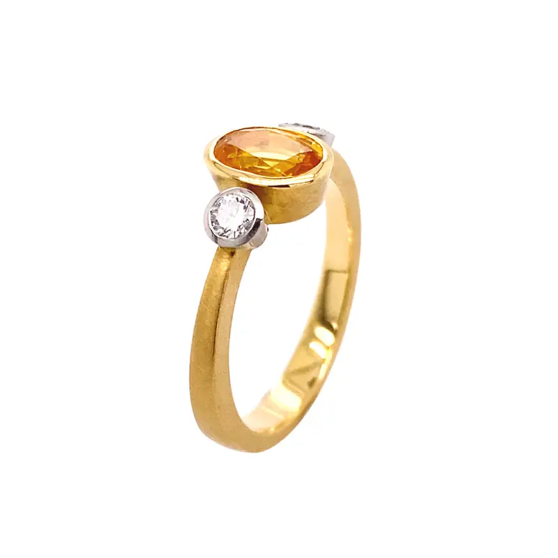 Tres Sapphire And Diamond Ring In Yellow Gold And Platinum 1