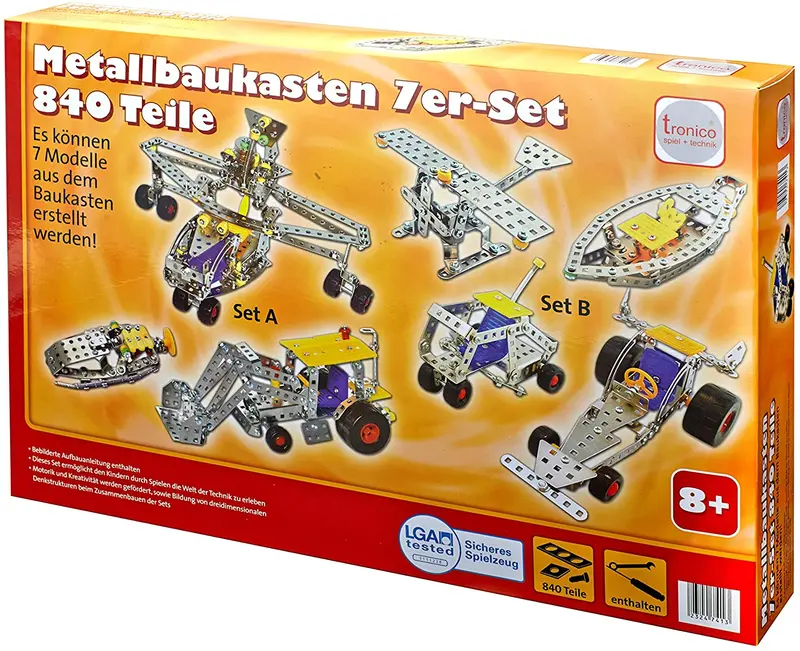 Tronico 840-Piece Metal Construction Kit — 7-In-1 Engineering Building Set 1