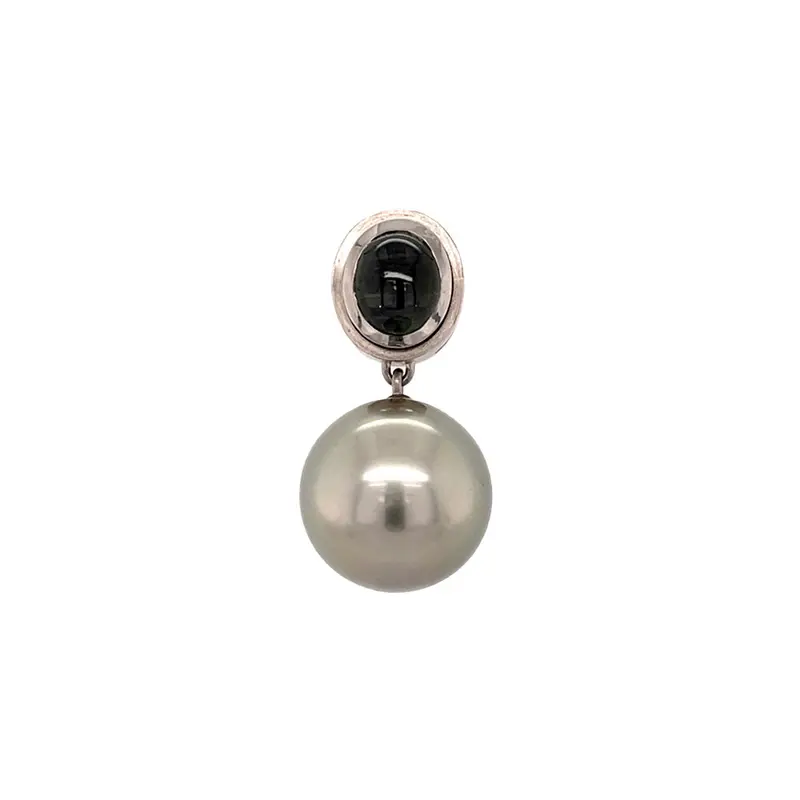 Verde Pendant In White Gold With Tahitian Pearl And Tourmaline 1