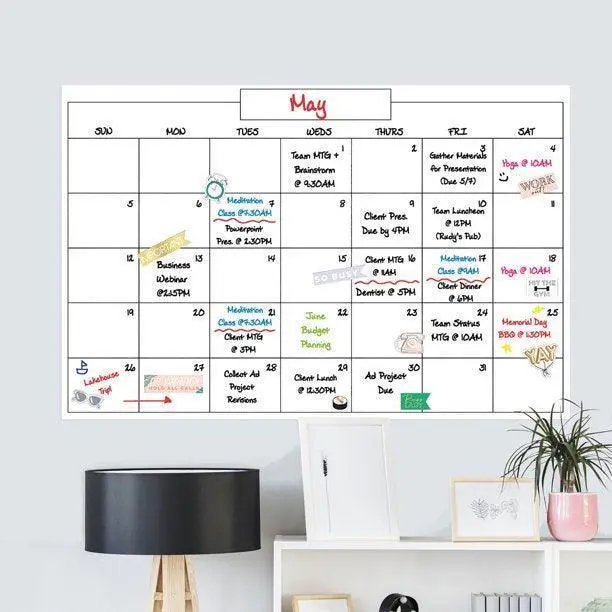 Wallies Monthly Dry-Erase Calendar For Kids’ Rooms 1