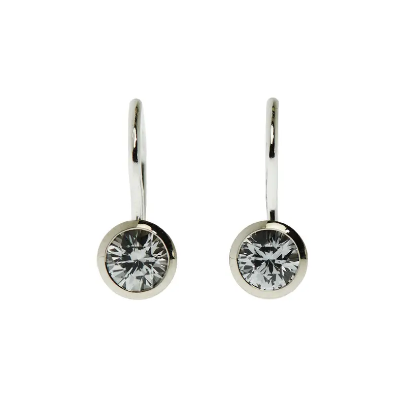 White Gold And Platinum Swing Drop Earrings With Sapphire 1