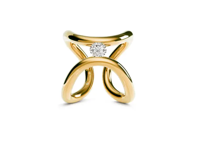 Yellow Gold Era Band With Two Brilliant-Cut Diamonds 1
