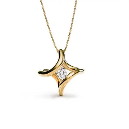 Yellow Gold Era Pendant Accented With Two Brilliant-Cut Diamonds 1