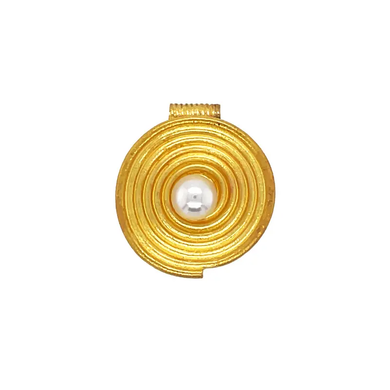 Yellow Gold Grain Circle Pendant With Cultured Pearl 1