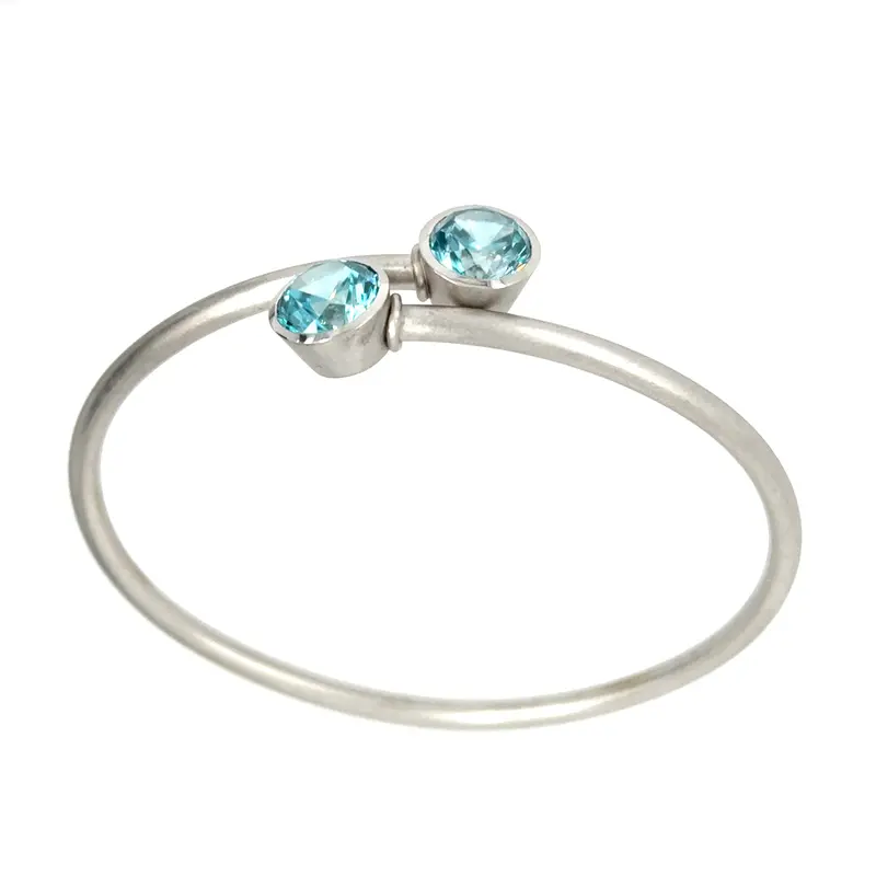 'Your Blue Eyes' Platinum Cuff With Zircon And Diamond Accent 1