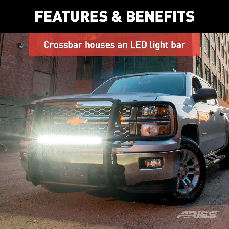 Aries Pro Series Black Steel Grille Guard – Compatible With Select Chevrolet Silverado 1500 Models 1